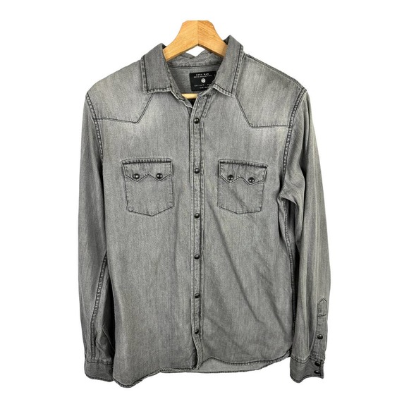 Zara Other - Zara Man Mens size Medium Western Pearl Snap Long Sleeve Shirt Gray Chambray